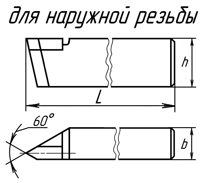 изображение Резец Резьбовой 20х12х120 Р18 для наружной резьбы